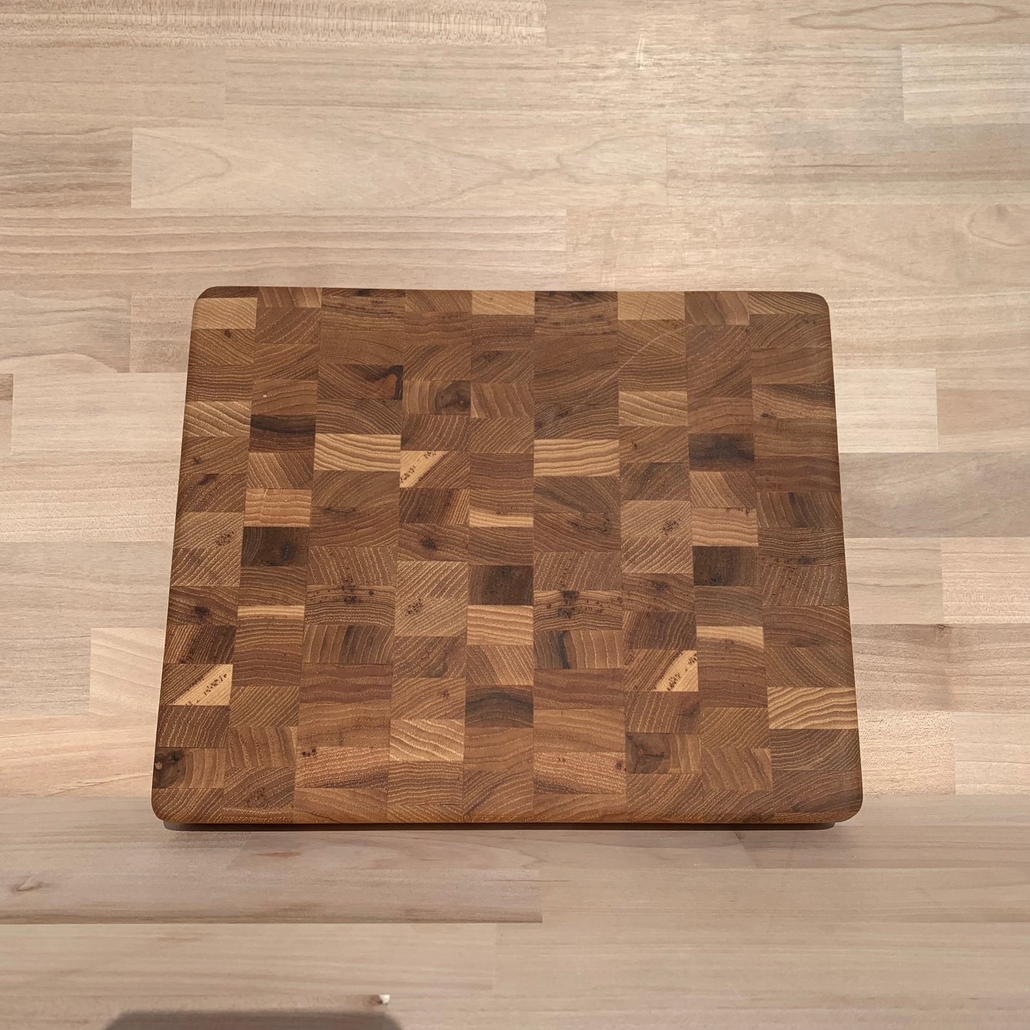 Handmade End-Grain Cutting Board – Reclaimed Hickory - 12" x 10" x 1.25"