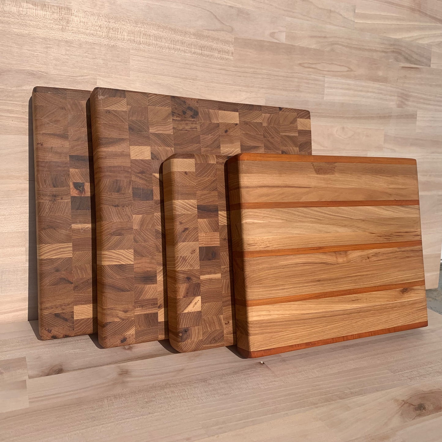 Handmade End-Grain Cutting Board – Reclaimed Hickory - 12" x 10" x 1.25"